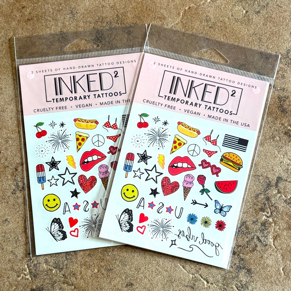 Inked 2 | Temporary Tattoos | Vegan | Hand Drawn Designs Fireworks Food Bundle